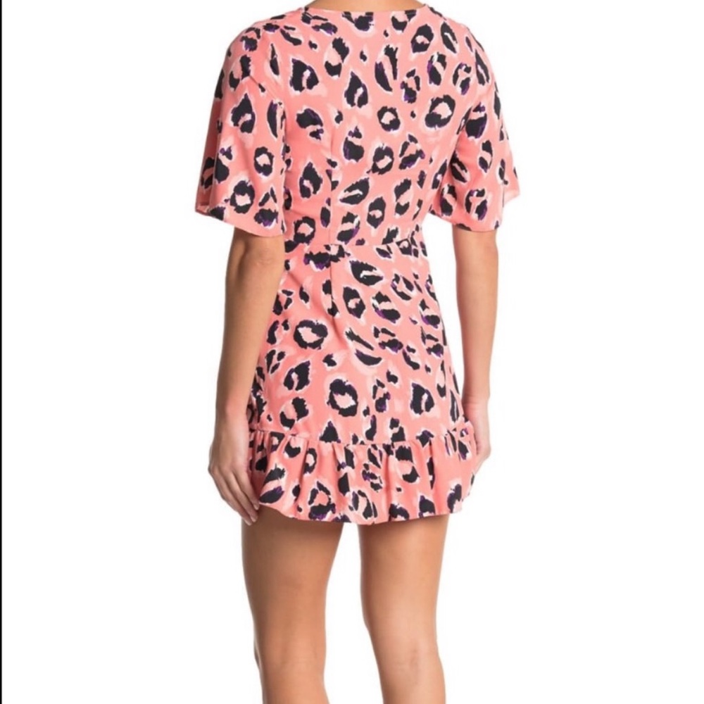 Topshop Blair Leopard Print Wrap Ruffle Mini Dress - Picture 2 of 10